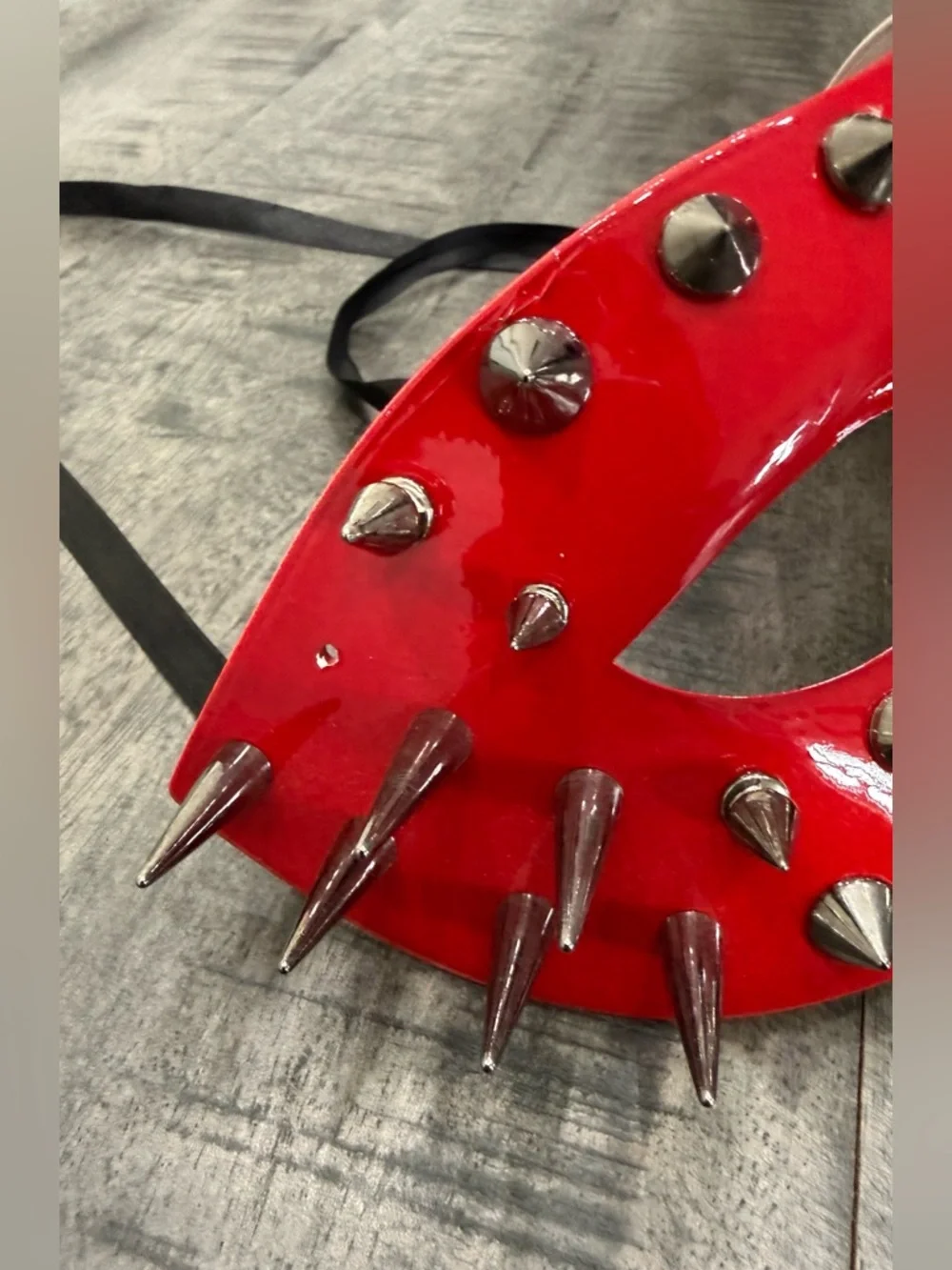 Red Spiked Face Mask - Men Accessories